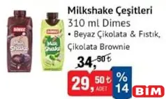 DİMES MİLKSHAKE ÇEŞİTLERİ 310 ML fiyat ve kampanya bilgisi